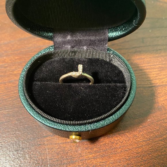 Silver J Rhinestone Ring - Picture 2 of 3